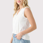White Lace Trim V - neck Top - The Nines