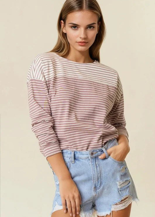 Smokey Mauve Button Back Top - The Nines