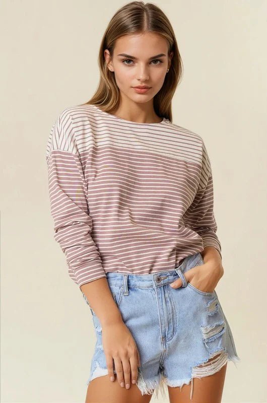 Smokey Mauve Button Back Top - The Nines