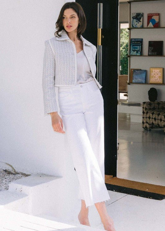 Vervet High Rise Raw Hem Crop Wide Leg Jean - The Nines