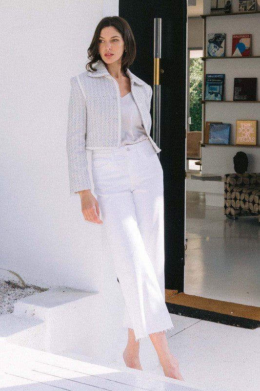 Vervet High Rise Raw Hem Crop Wide Leg Jean - The Nines