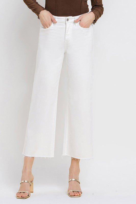 Vervet High Rise Raw Hem Crop Wide Leg Jean - The Nines