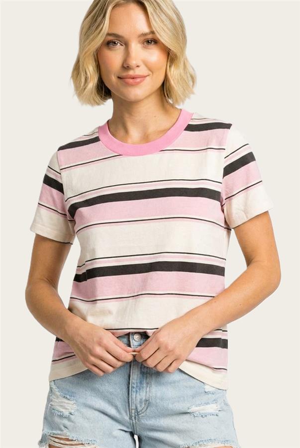 Pink Multi Stripe Tee - The Nines