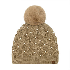 Pearl Crochet Camel Beanie