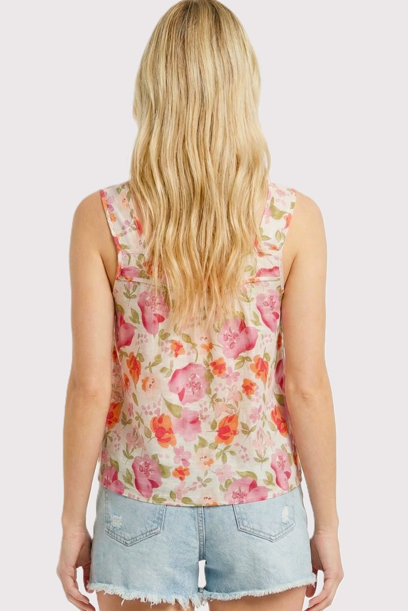 Isla Square Neck Pink Floral Tank - The Nines