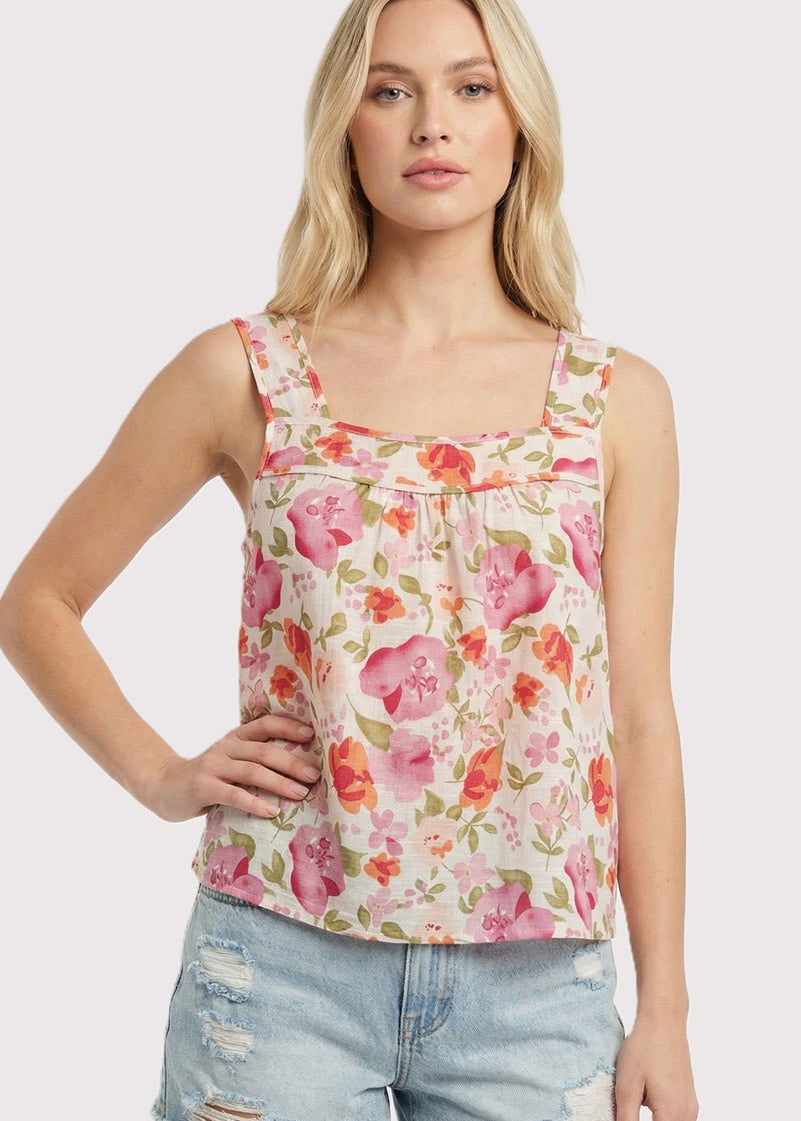 Isla Square Neck Pink Floral Tank - The Nines