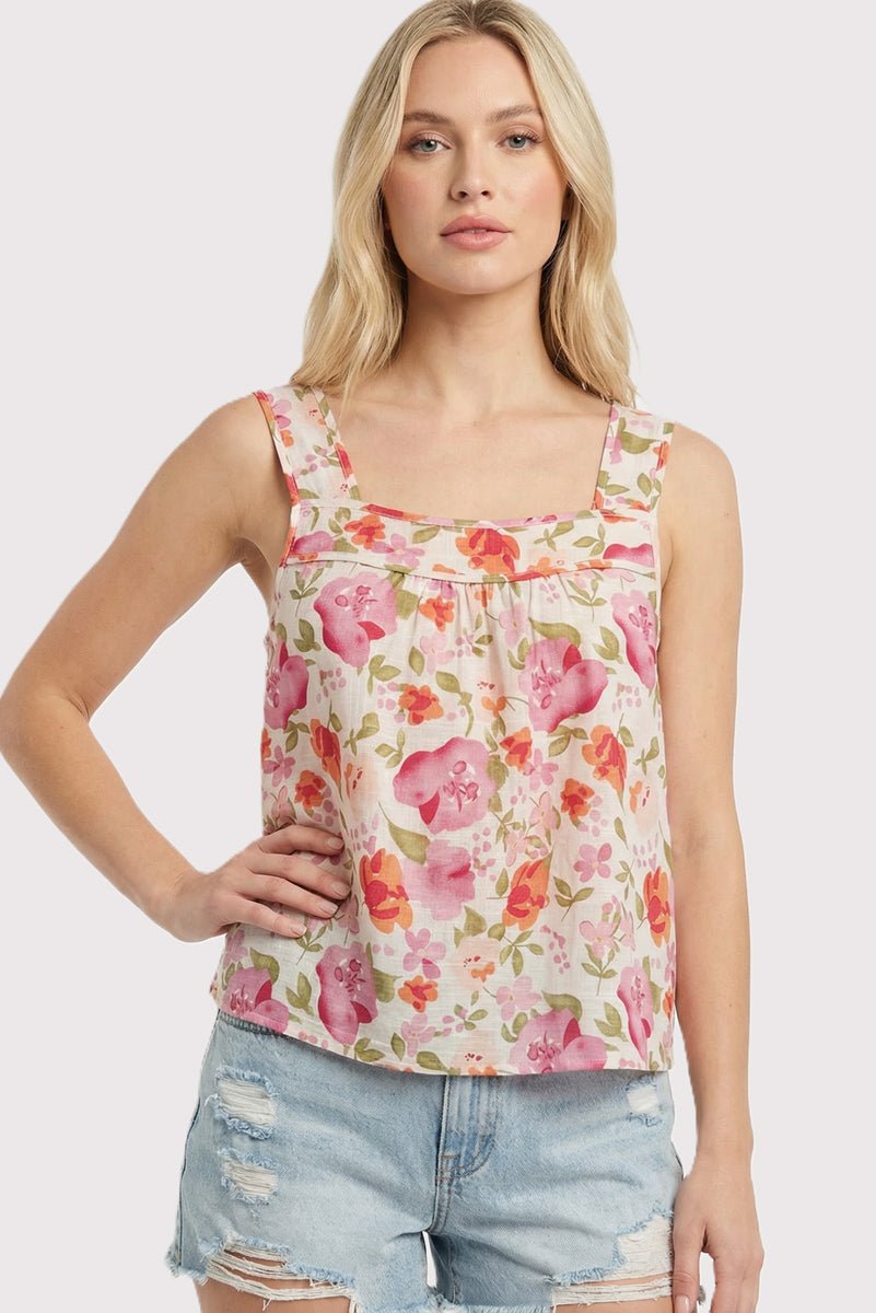 Isla Square Neck Pink Floral Tank - The Nines