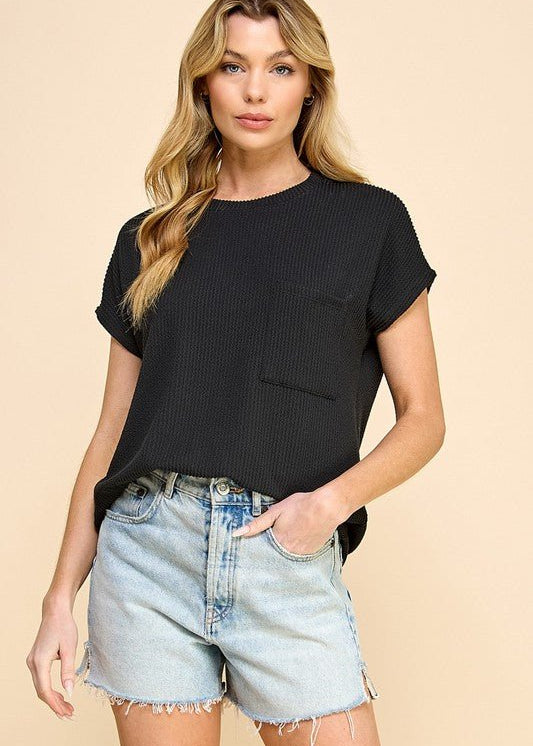 Good Vibes Ribbed Pocket Tees - 3 Colors! - The Nines