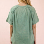 Back Shirred Mineral Wash V - neck Tee - 4 Colors! - The Nines