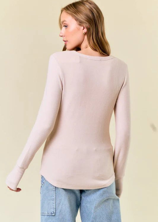 Soft Thumbhole Henley Tops - 4 Colors! - The Nines