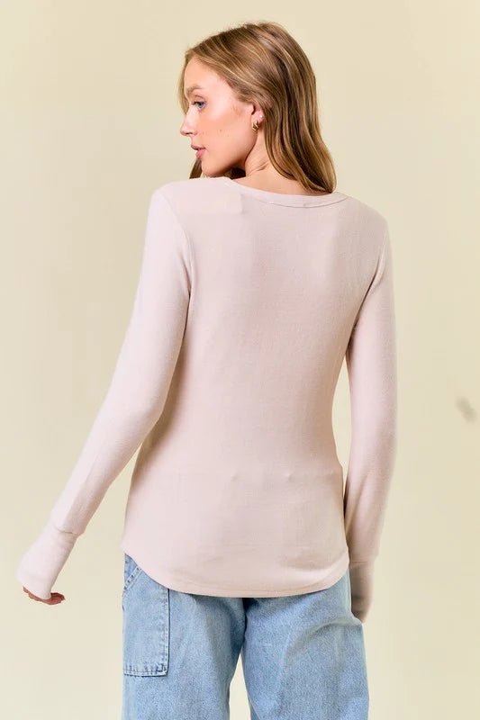 Soft Thumbhole Henley Tops - 4 Colors! - The Nines