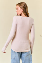 Oat Soft Thumbhole Henley Top