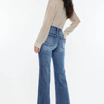 Kan Can High Rise Dark Wash Wide Leg Flare Jeans - The Nines