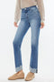 Kan Can High Rise Medium Wash Distress Cuffed Straight Jeans