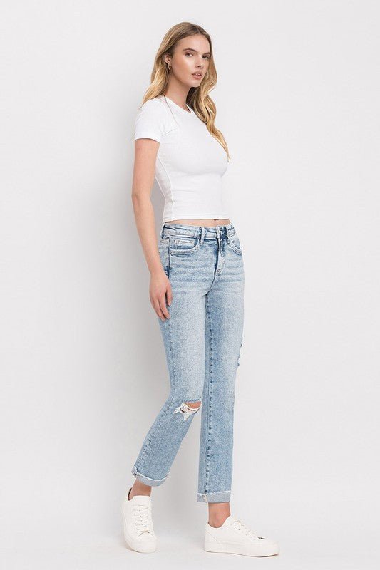 Lovervet Tummy Control Blue Bliss Distressed Slim Straight - The Nines