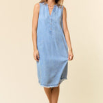 Tencel Denim Henley Pocket Dress - The Nines