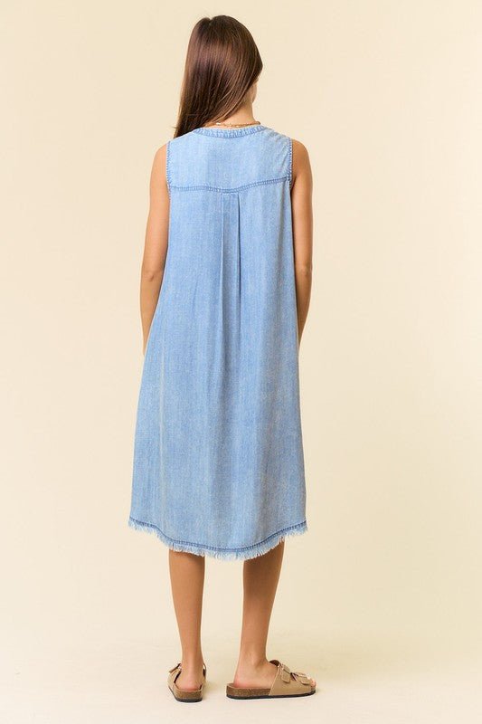 Tencel Denim Henley Pocket Dress - The Nines