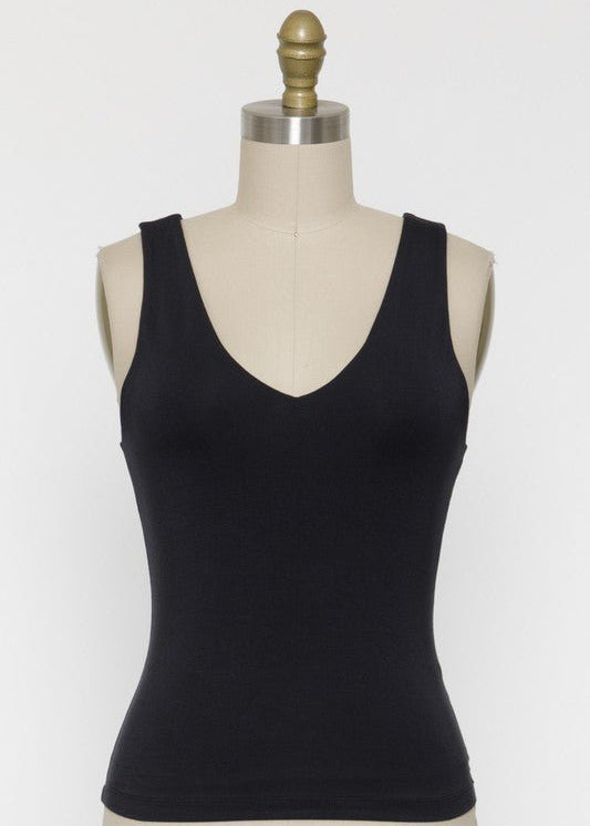 Basic Fitted Vneck Tank Tops - 4 Colors! - The Nines