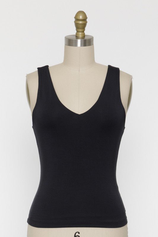Basic Fitted Vneck Tank Tops - 4 Colors! - The Nines