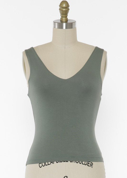 Basic Fitted Vneck Tank Tops - 4 Colors! - The Nines