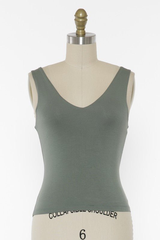 Basic Fitted Vneck Tank Tops - 4 Colors! - The Nines