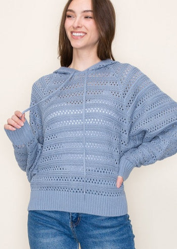 Crochet Dolman Sleeve Hoodie - 2 Colors!