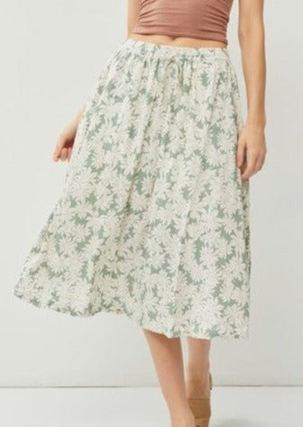Sage Print Skirt