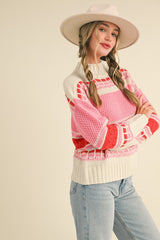 Full Of Joy Red & Pink Sweater