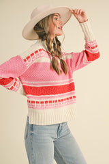 Full Of Joy Red & Pink Sweater