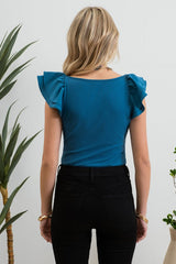 Fitted Ruffle Sleeve Tops - 2 Colors!