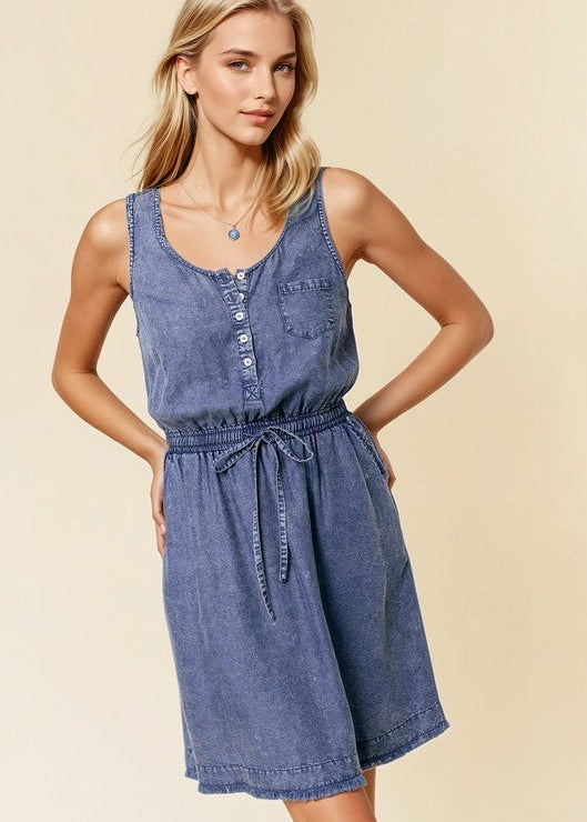 Denim Henley Dress - The Nines