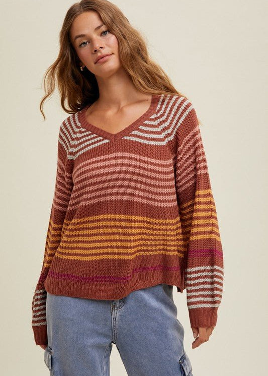 New Adventure Striped Vneck Sweaters - 2 Colors! - The Nines