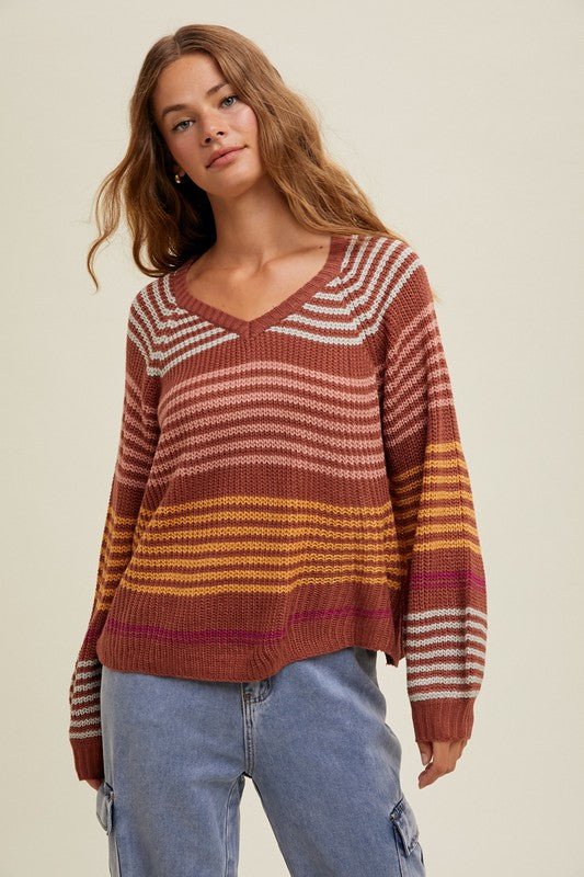 New Adventure Striped Vneck Sweaters - 2 Colors! - The Nines