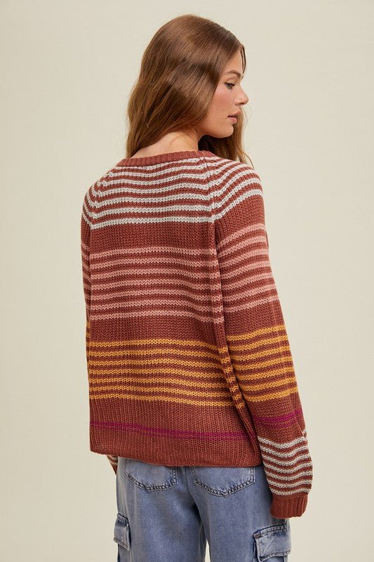 New Adventure Striped Vneck Sweaters - 2 Colors! - The Nines