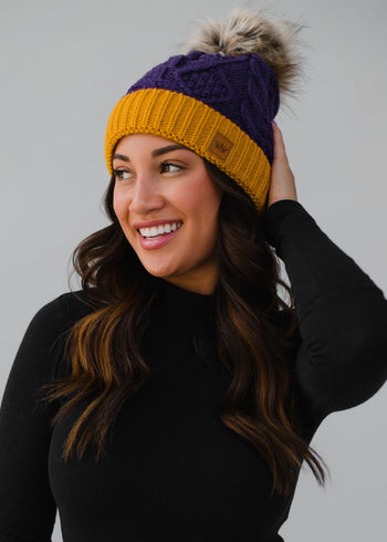 Game Day Purple & Gold Pom Hat