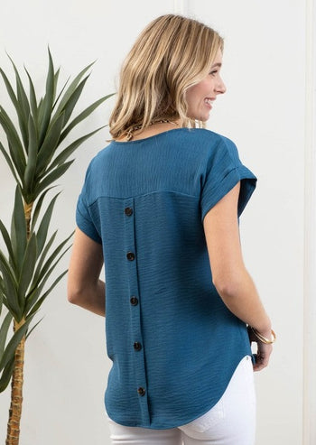Teal Brittany Button Back Top
