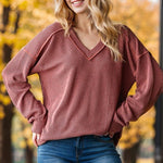 Ribbed Vneck Tops - 6 Colors! - The Nines