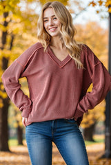 Ribbed Vneck Tops - 4 Colors! - FINAL SALE