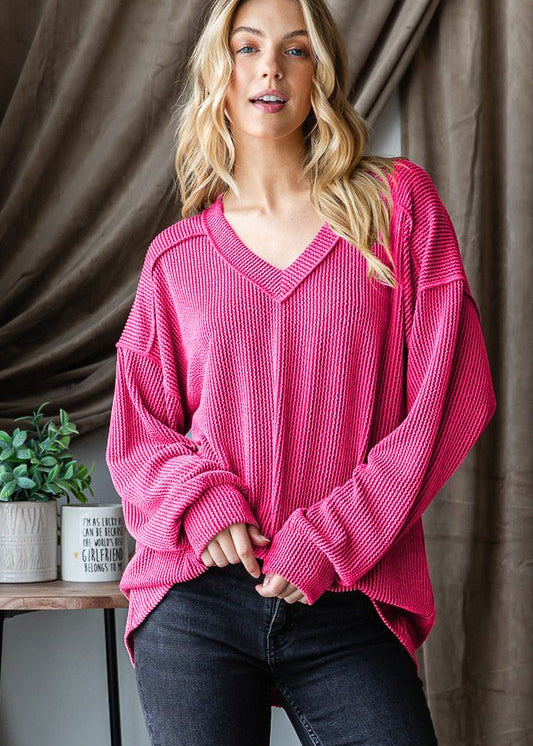 Ribbed Vneck Tops - 6 Colors! - The Nines