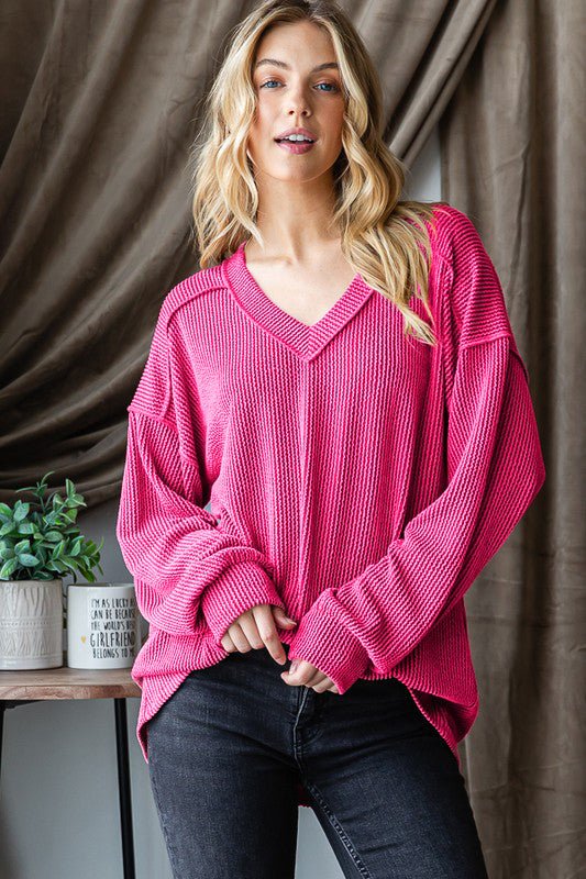 Ribbed Vneck Tops - 6 Colors! - The Nines