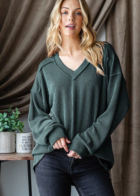 Ribbed Vneck Tops - 6 Colors! - The Nines