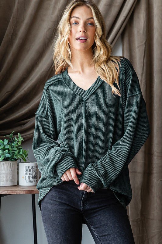 Ribbed Vneck Tops - 6 Colors! - The Nines