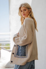 Denim Pocket Knit Cardigan