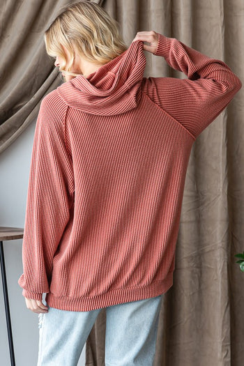 Dark Cinnamon Ribbed Hoodie - FINAL SALE