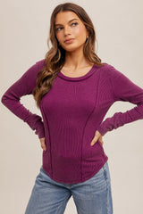 Boat Neck Mineral Washed Rib Henley Tops - 5 Colors!