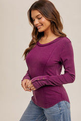 Boat Neck Mineral Washed Rib Henley Tops - 5 Colors!