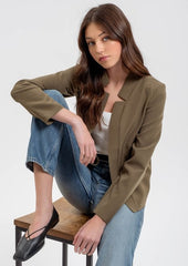 Olive Notch Collar Blazer - FINAL SALE