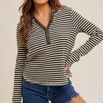 Mineral Wash Striped Henleys - 2 Colors! - The Nines