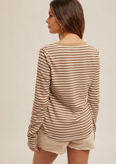 Mineral Wash Striped Henleys - 2 Colors!