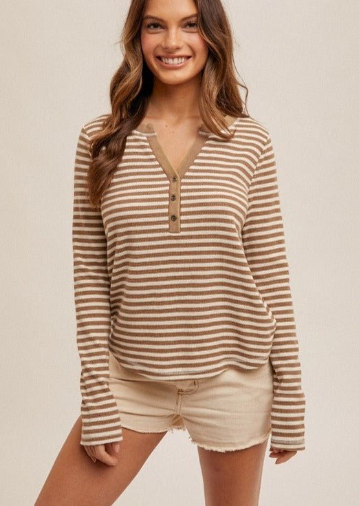 Mineral Wash Striped Henleys - 2 Colors! - The Nines